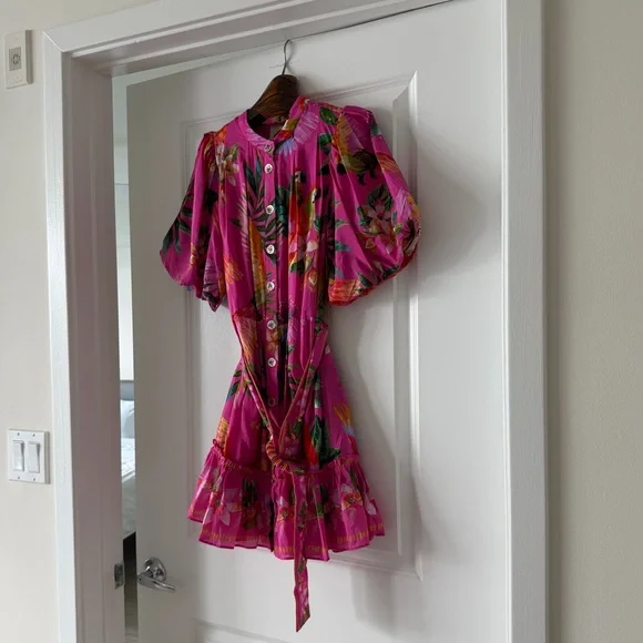 Farm Rio Printed belted cotton-blend midi dress - Picture 7 of 9